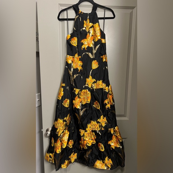 MILLY Hayden Halter Floral Midi Dress Size 6 - Picture 2 of 11